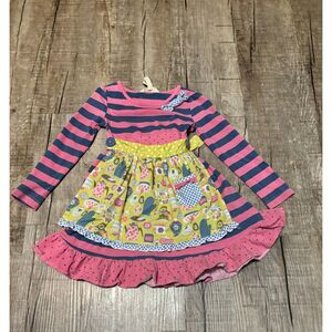 Matilda Jane Something’s Cooking Dress Girls Size 4 Long Sleeve Apron Style